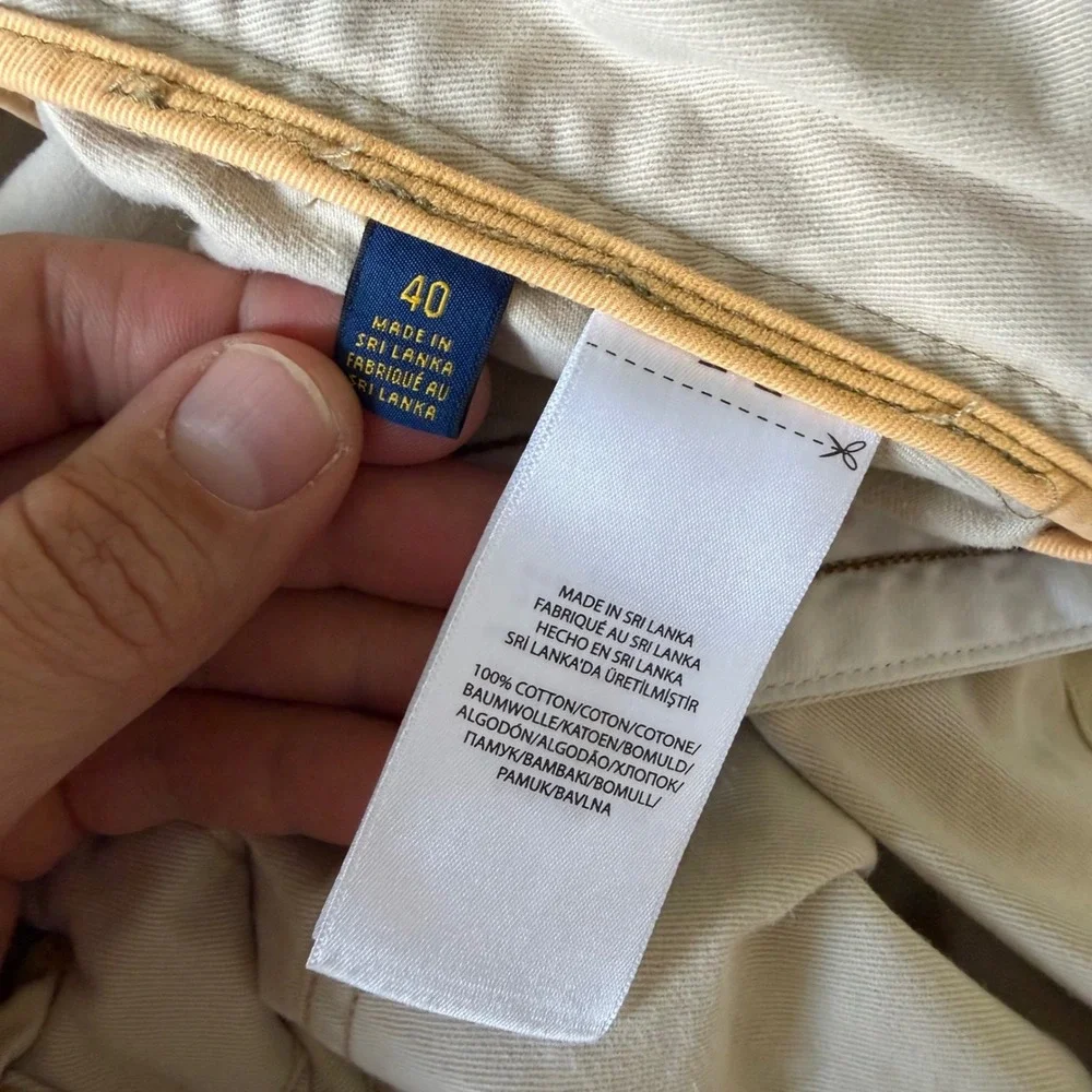 Polo Ralph‎ Lauren Cargo Shorts Tan Khaki Classic Chino Size 40 Cotton